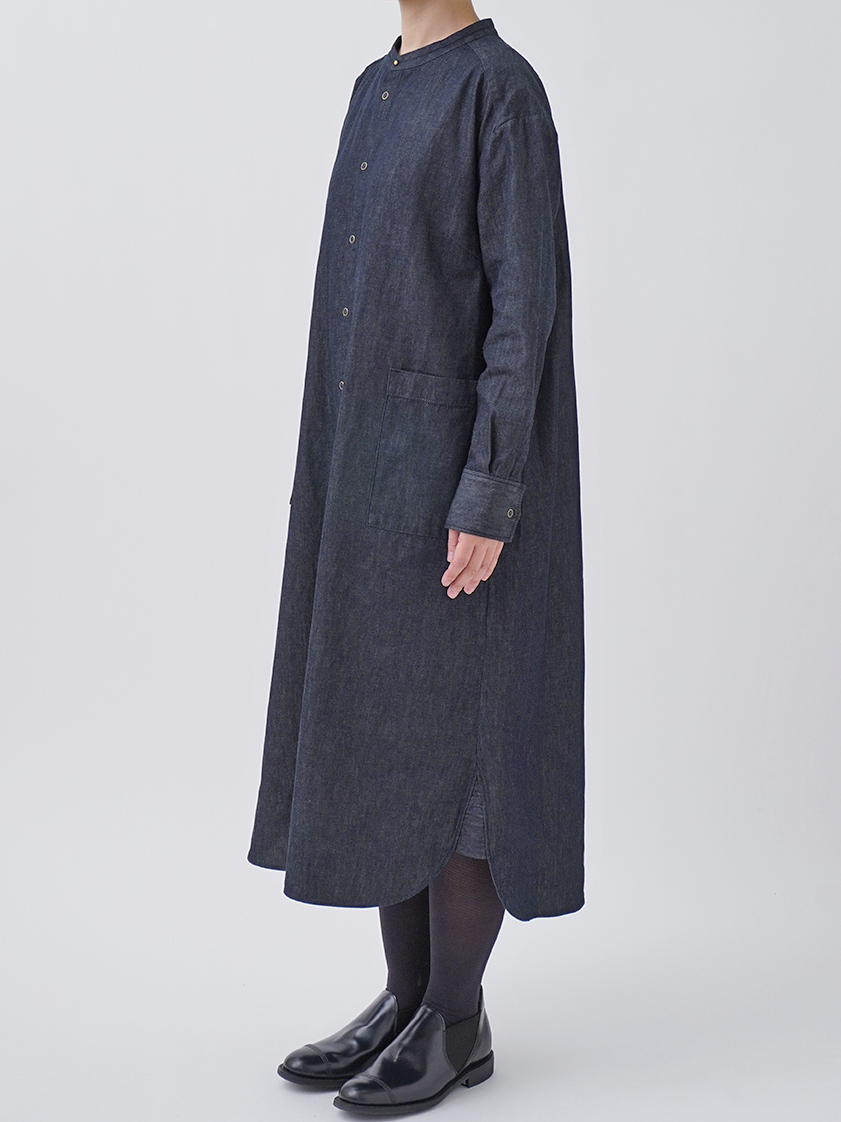 20／－ムラ糸ダンガリー アウトポケットワンピース