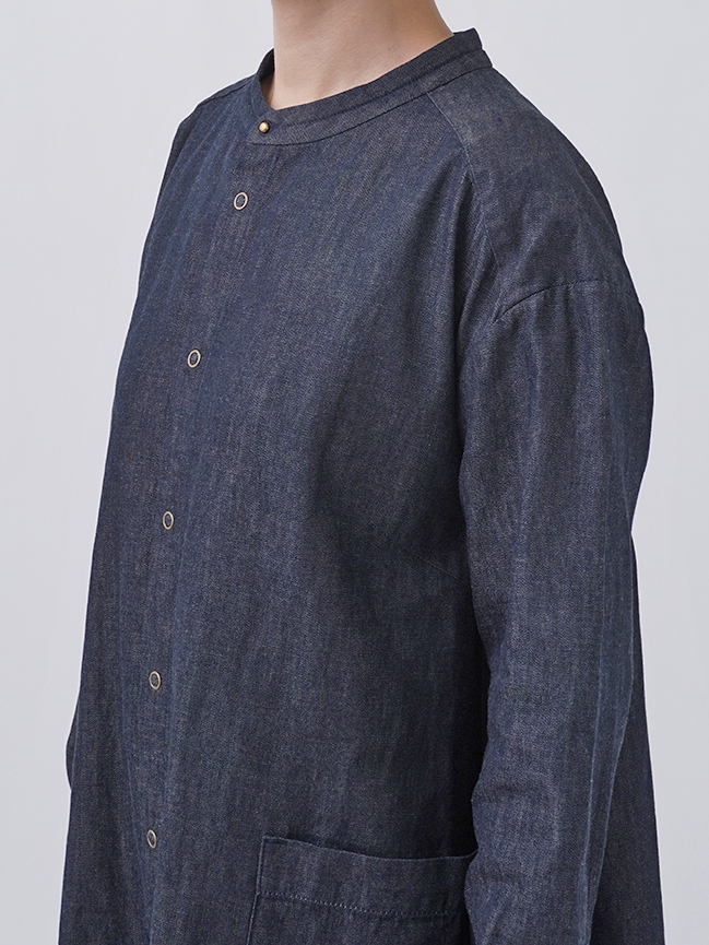 20／－ムラ糸ダンガリー アウトポケットワンピース