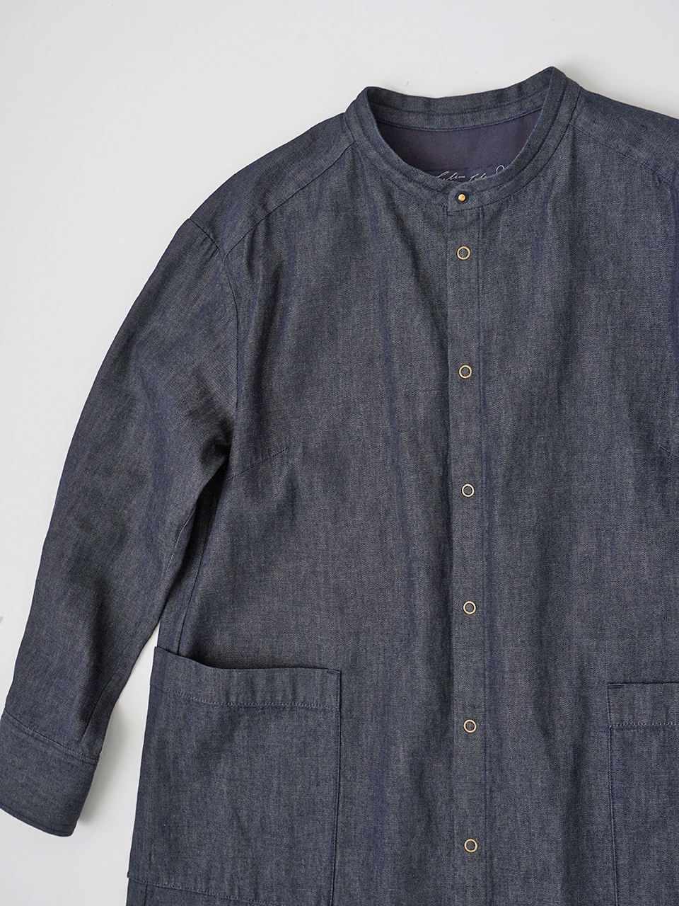 20／－ムラ糸ダンガリー アウトポケットワンピース