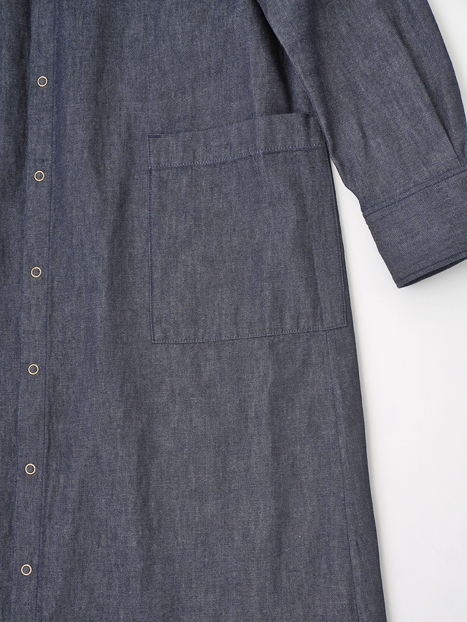 20／－ムラ糸ダンガリー アウトポケットワンピース