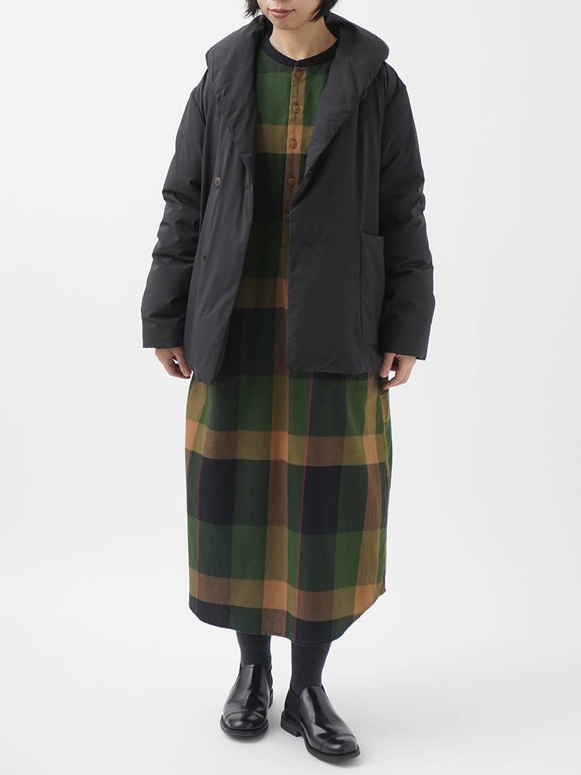 40／－起毛ブロックチェック シャツワンピース