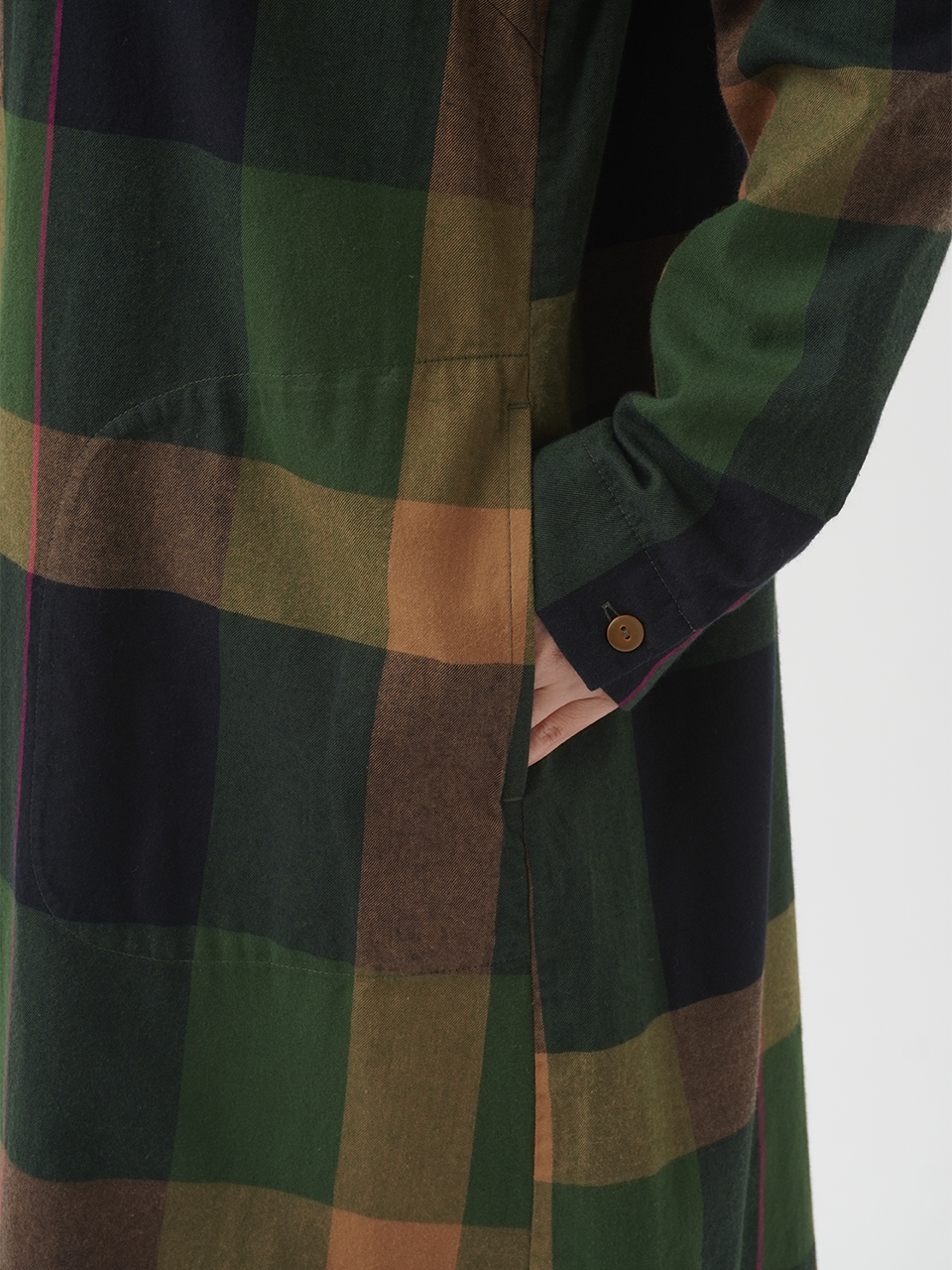 40／－起毛ブロックチェック シャツワンピース