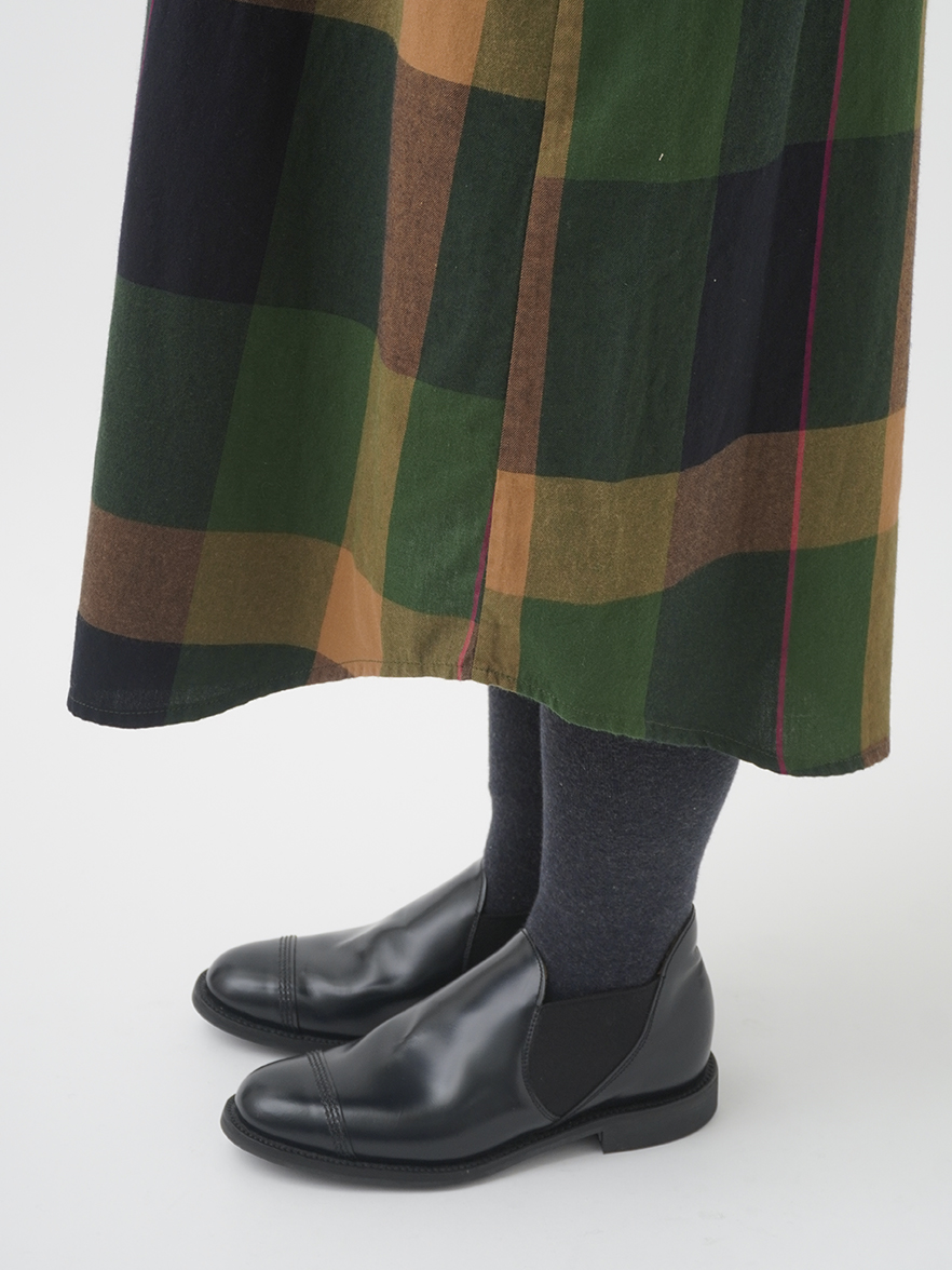 40／－起毛ブロックチェック シャツワンピース