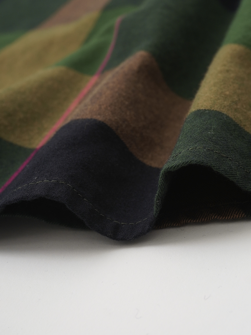 40／－起毛ブロックチェック シャツワンピース