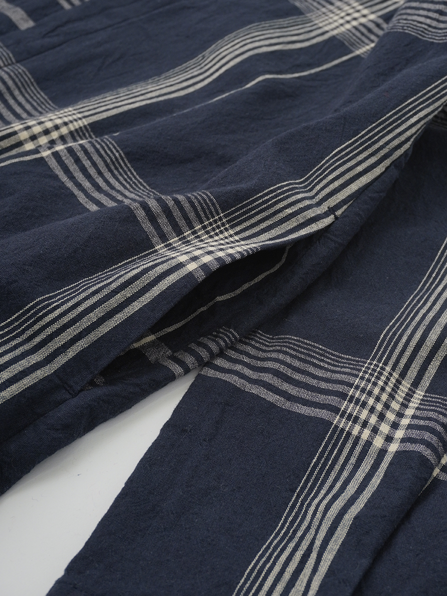 16／1綿麻春格子'26 ボトル襟ワンピース