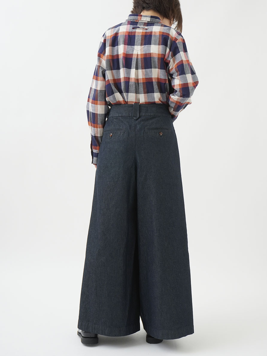 20／－×16／－ムラ糸ダンガリーワイドタックパンツ 