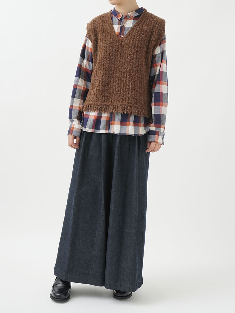 20／－×16／－ムラ糸ダンガリーワイドタックパンツ 