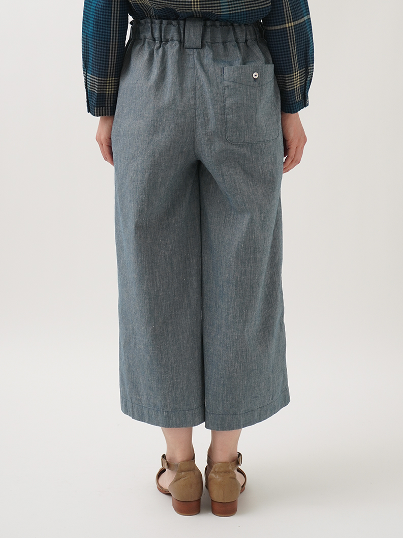 パラスパレス 60／－ リネン シャンブレー タック パンツ　ブルー パラスパレス 60／ー リネン シャンブレー タック パンツ ブルー 2