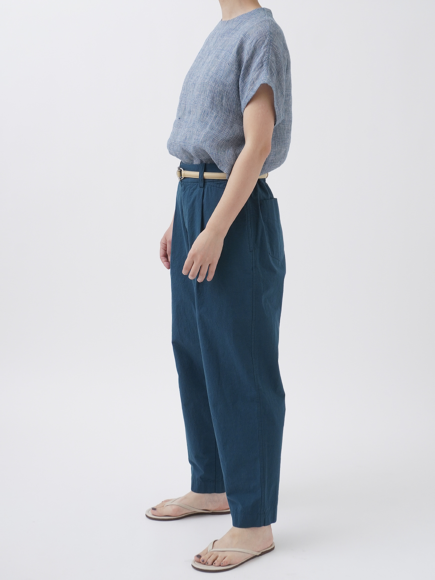 綿麻タイプライターワッシャー カーブクロップドパンツ