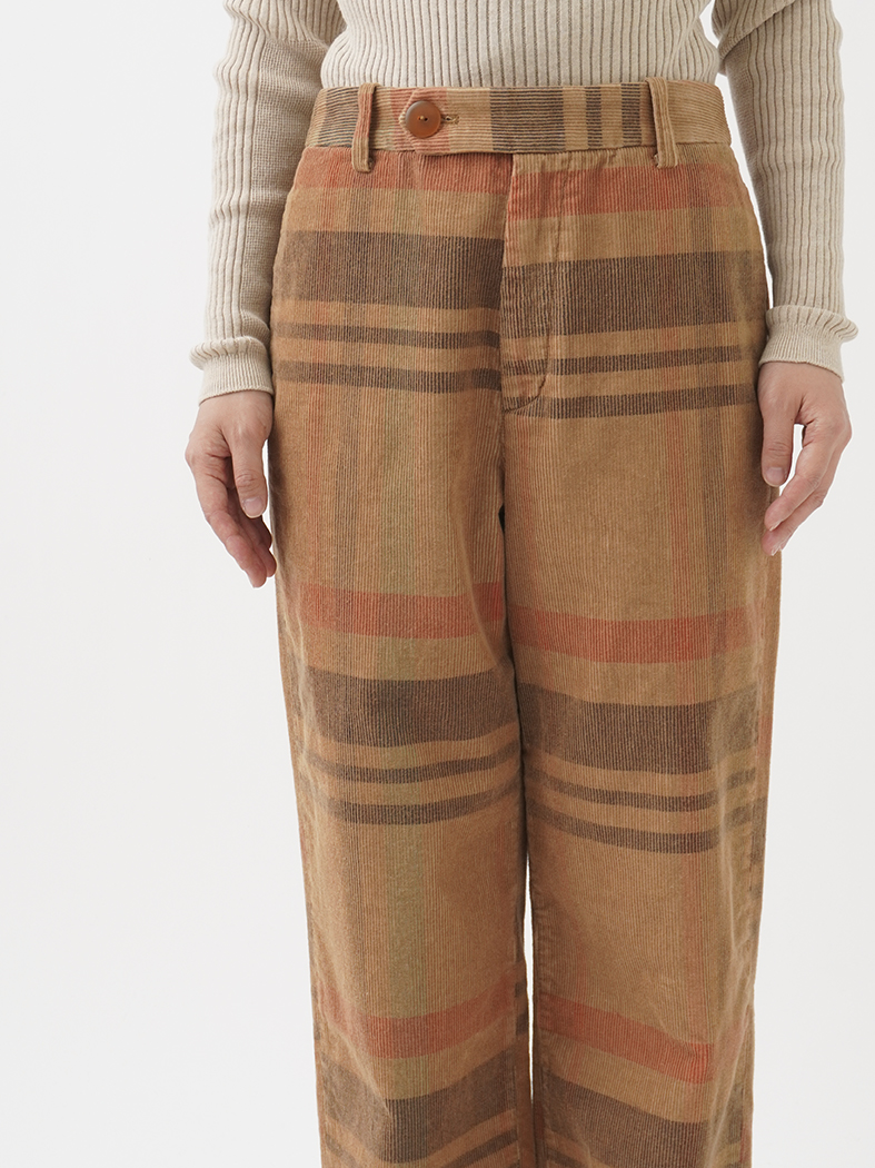 先染チェック14Wコーデュロイ ストレートパンツ