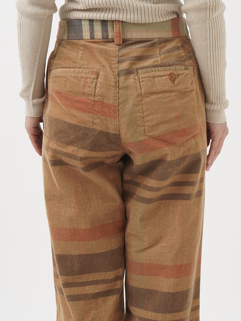 先染チェック14Wコーデュロイ ストレートパンツ