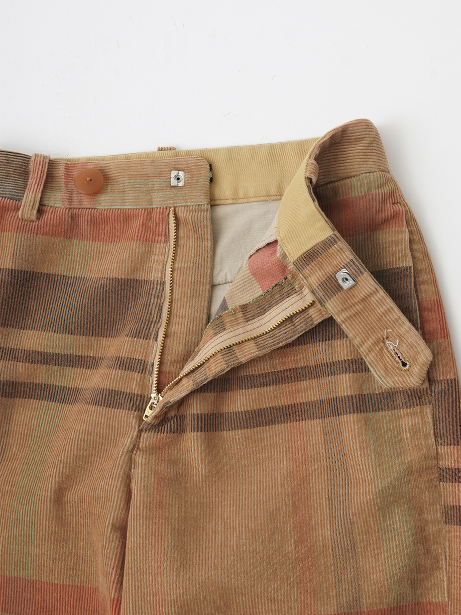 先染チェック14Wコーデュロイ ストレートパンツ