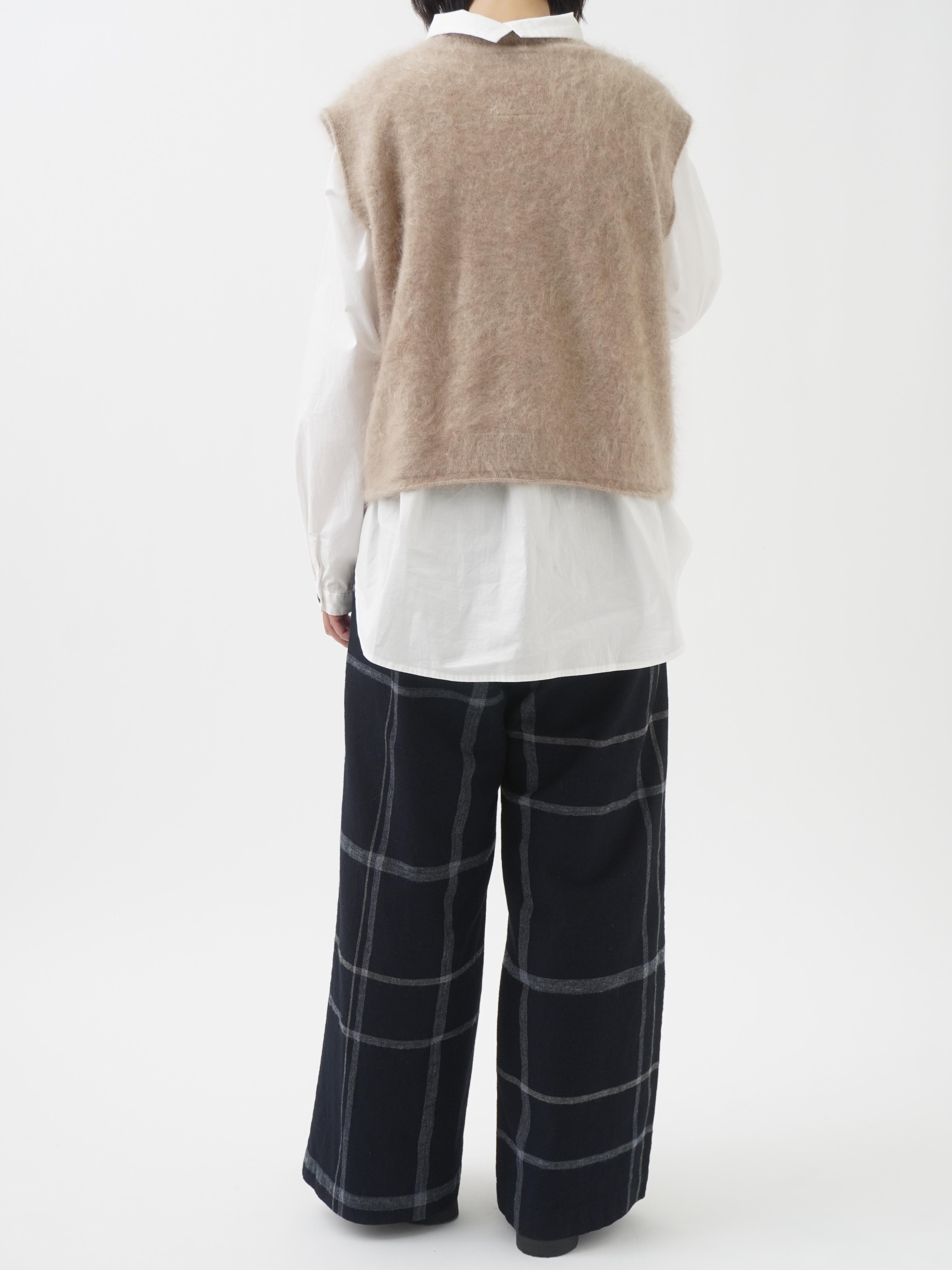 16／－インディゴ×19／－ラフィウールペンチェック パンツ