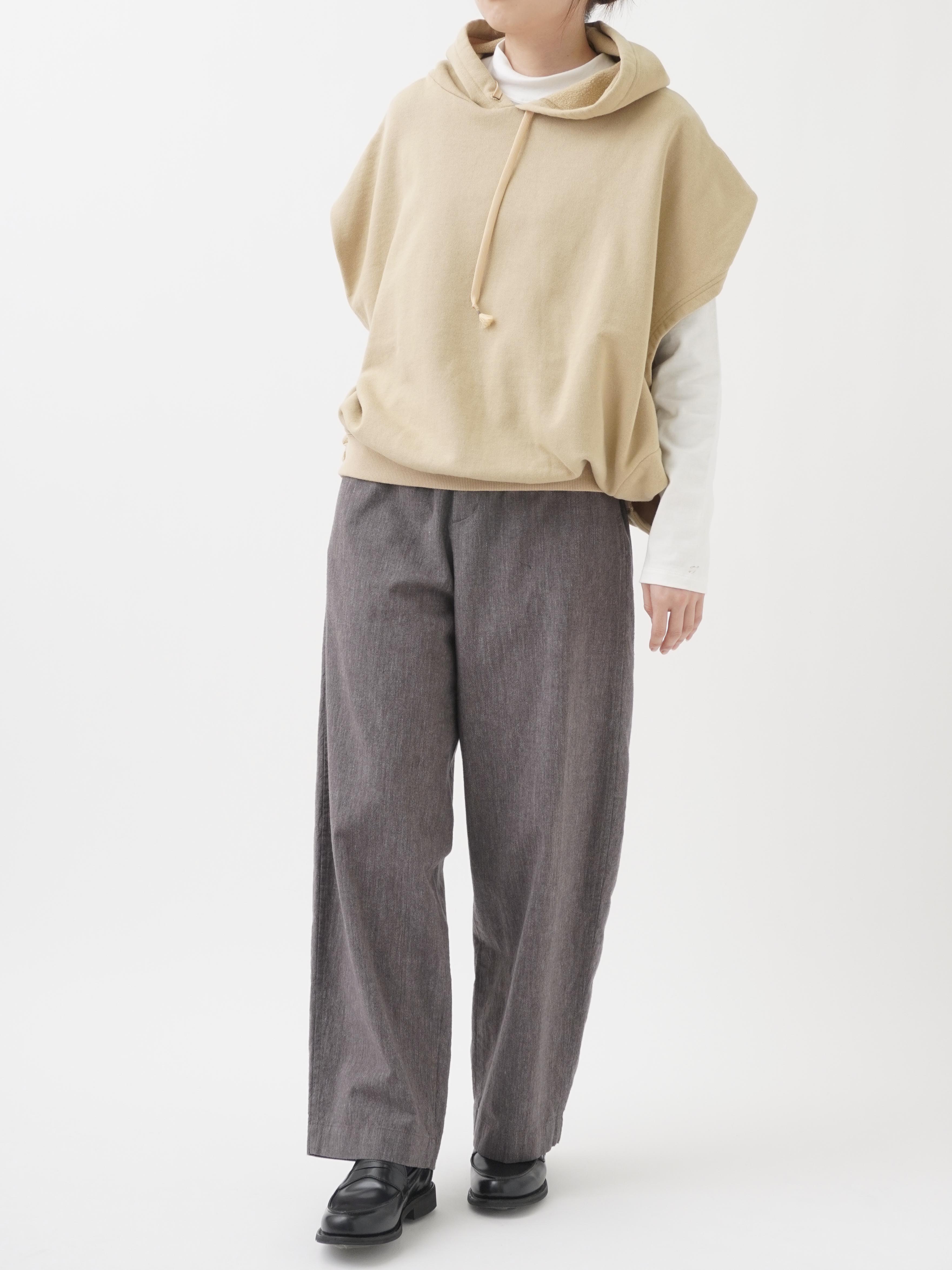 19／－ラフィウールシャンブレー カーブラインイージーパンツ