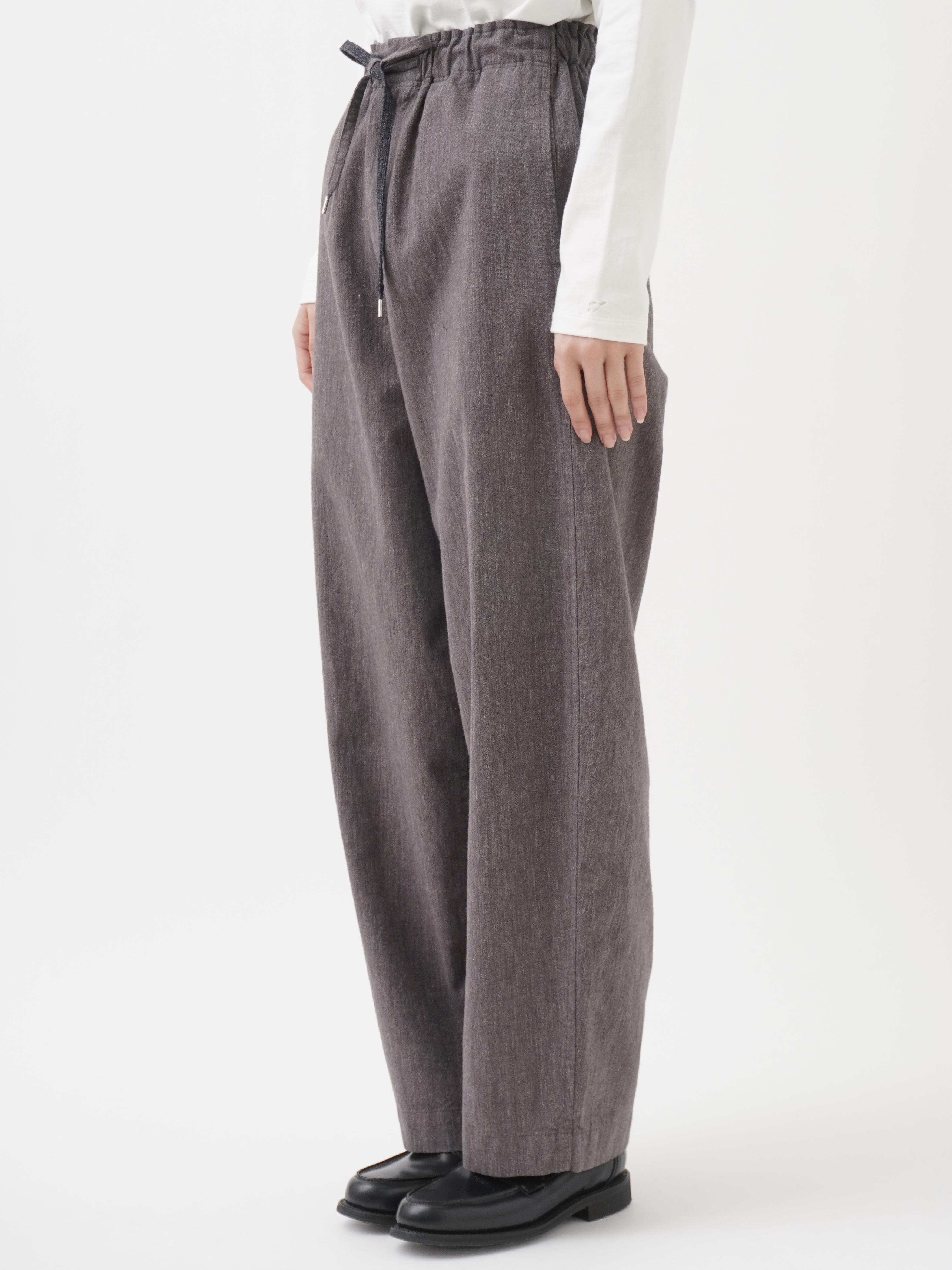 パンツ jey 19／－ラフィウールシャンブレー カーブラインイージーパンツ