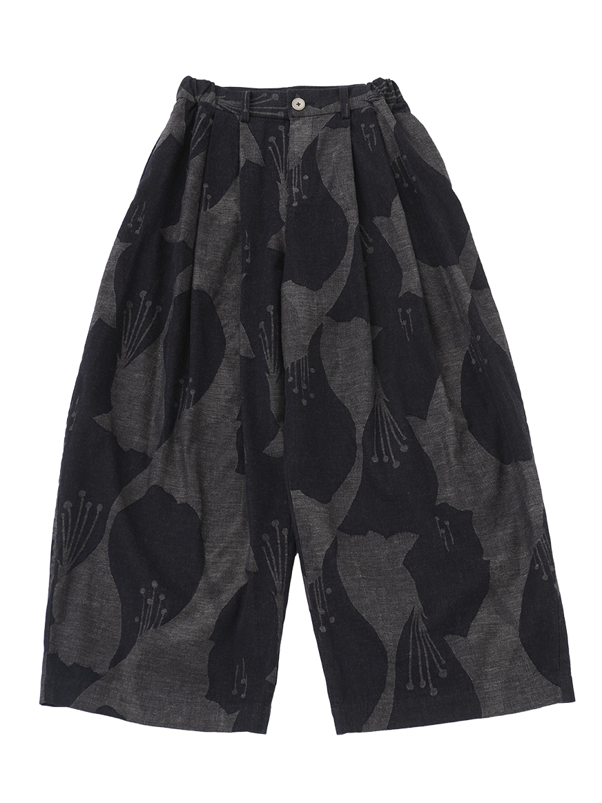 １９／－ラフィウール×１６／－ラフィケイトウ柄ＪＱ　タックパンツ