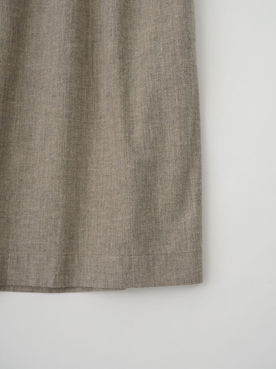 19／－ラフィウールシャンブレー ギャザーキュロットパンツ