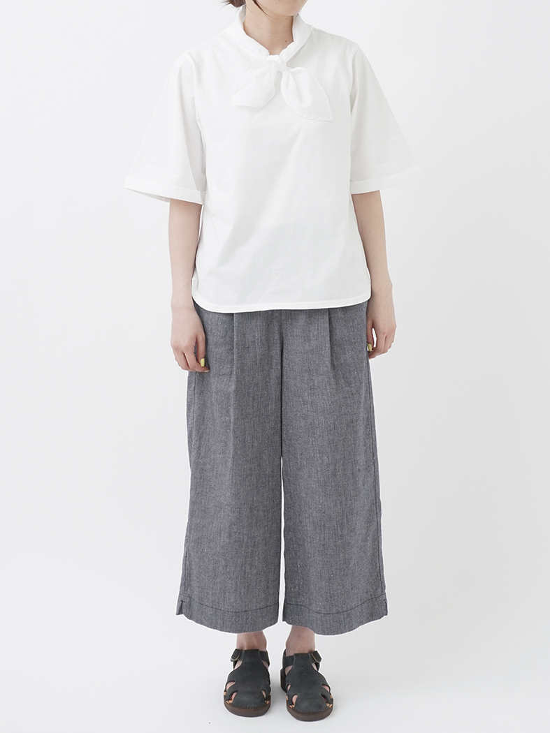 リネンコットンシャンブレー タックパンツ