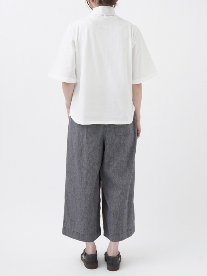 リネンコットンシャンブレー タックパンツ