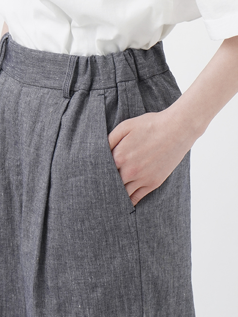 リネンコットンシャンブレー タックパンツ