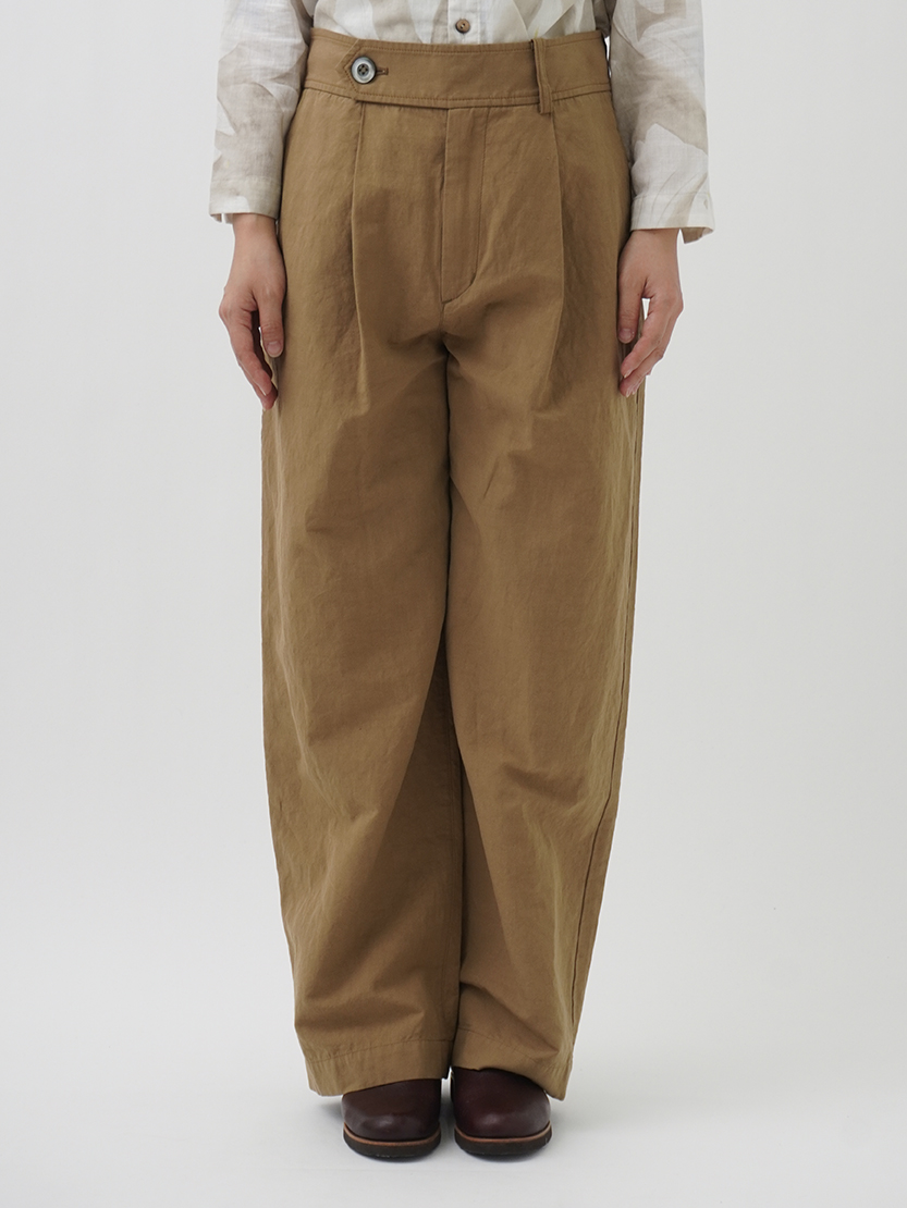 エジプトコットン×リネンツイル ワイドストレートパンツ