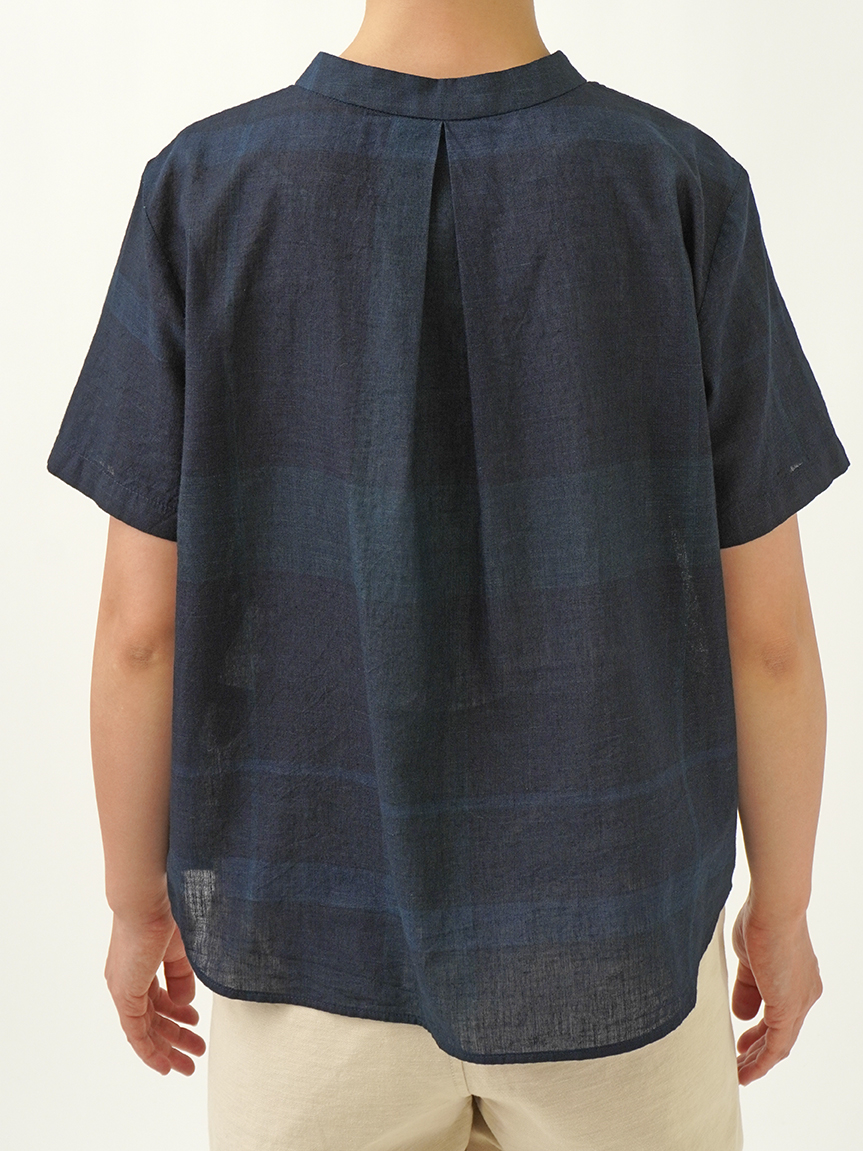 良品 BY GLADHAND 総柄 スタンドカラーシャツ インディゴ XL 半袖 良品 BY GLADHAND 総柄 スタンドカラーシャツ インディゴ XL 半袖