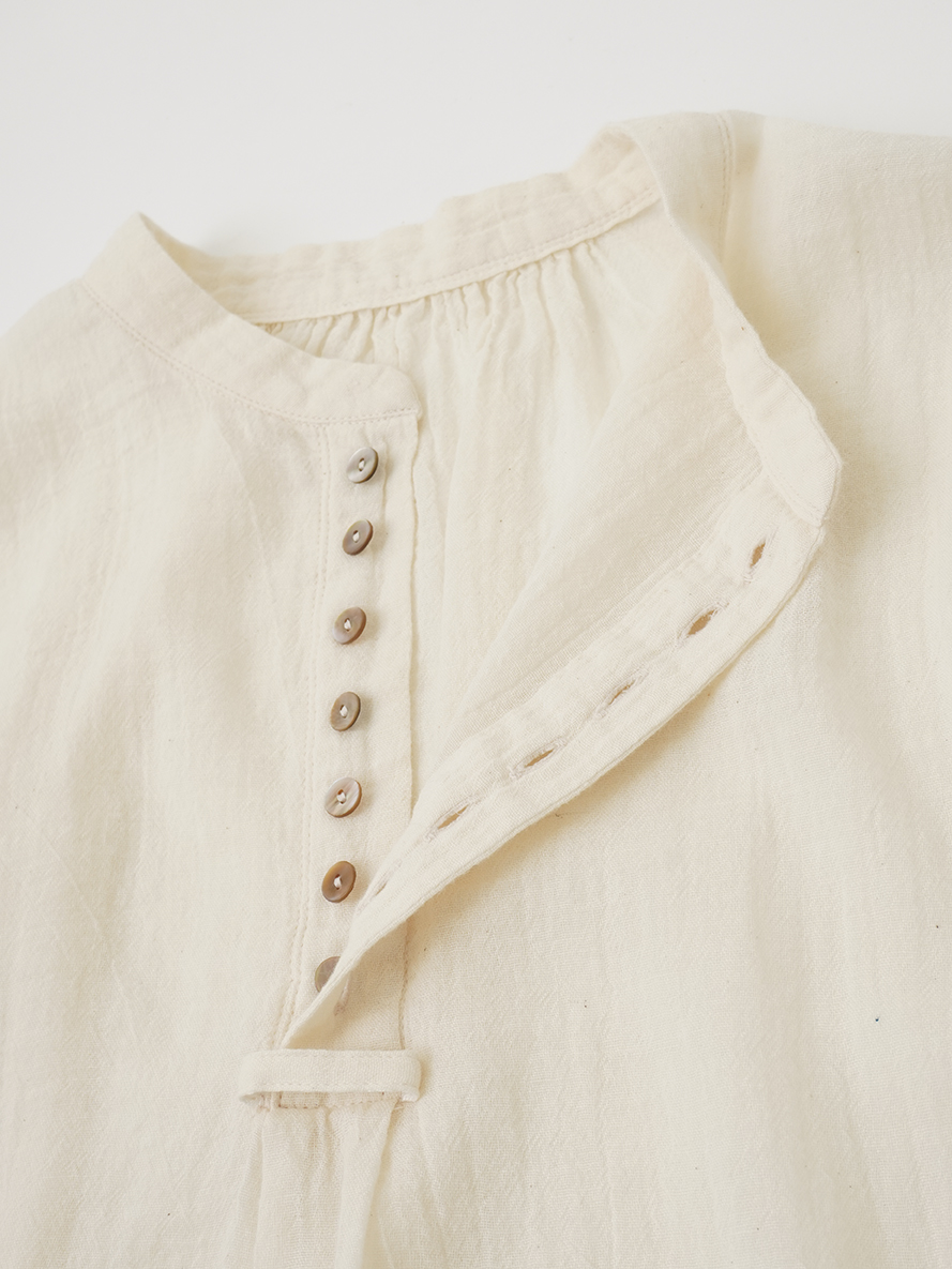 美品　ノーブル　アレンジ可能　スラブリネンシャツ　ブルー　F White Labelフレンチ袖レースプルオーバー | ゴールデンベアストア