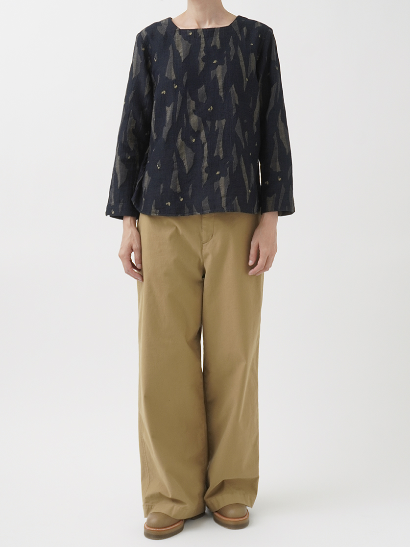 つる様ブラックシャツ111 40／1×30／－×38．5／－ID新月柄JQ 後開きシャツ