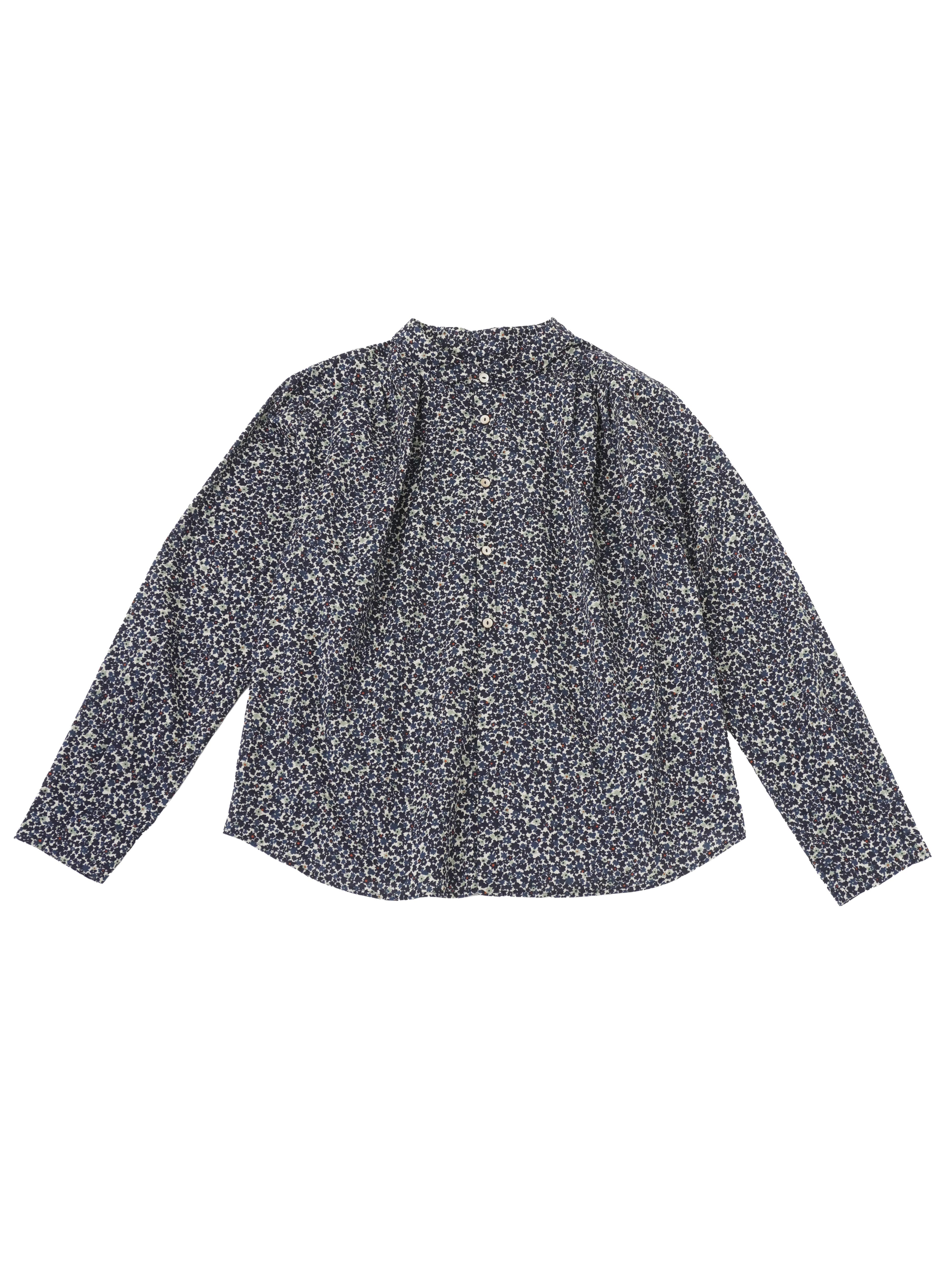 60／－ローン早梅柄 ギャザーシャツ