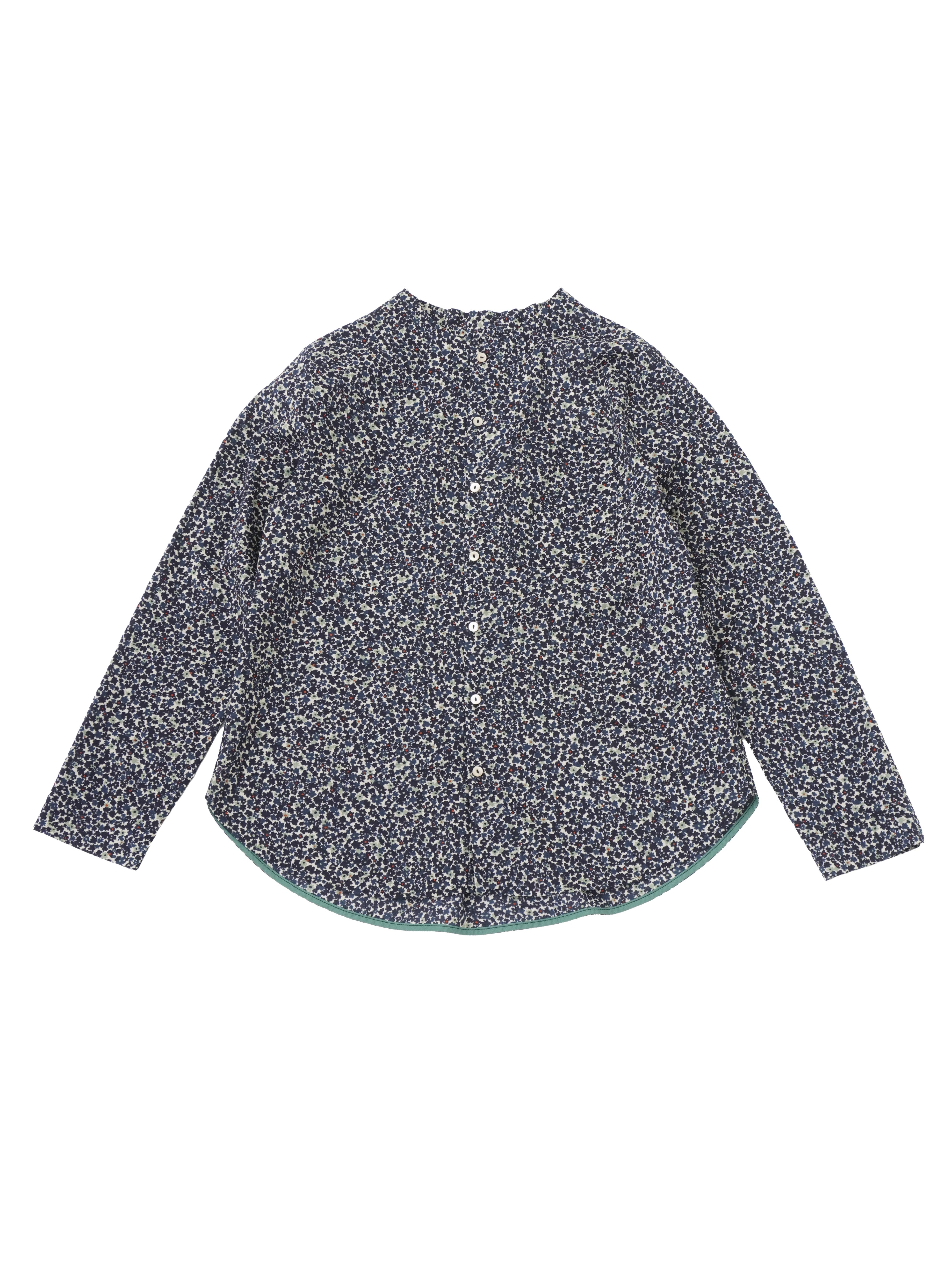 ６０／－ローン早梅柄　ロング丈シャツ