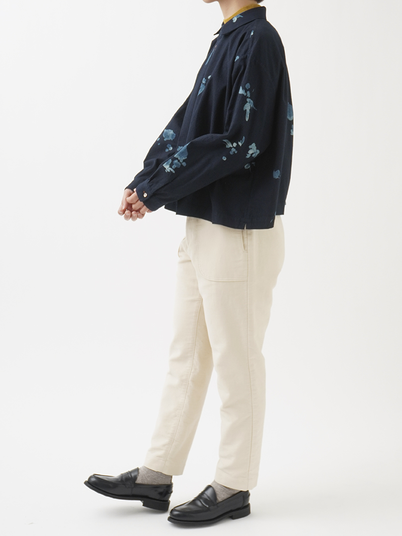 16／－ID平織 野山柄 ワイド襟オーバーシャツ