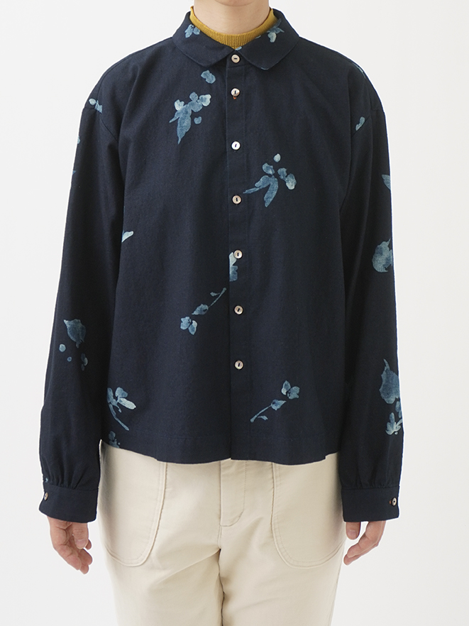 やまと 16／－ID平織 野山柄 ワイド襟オーバーシャツ