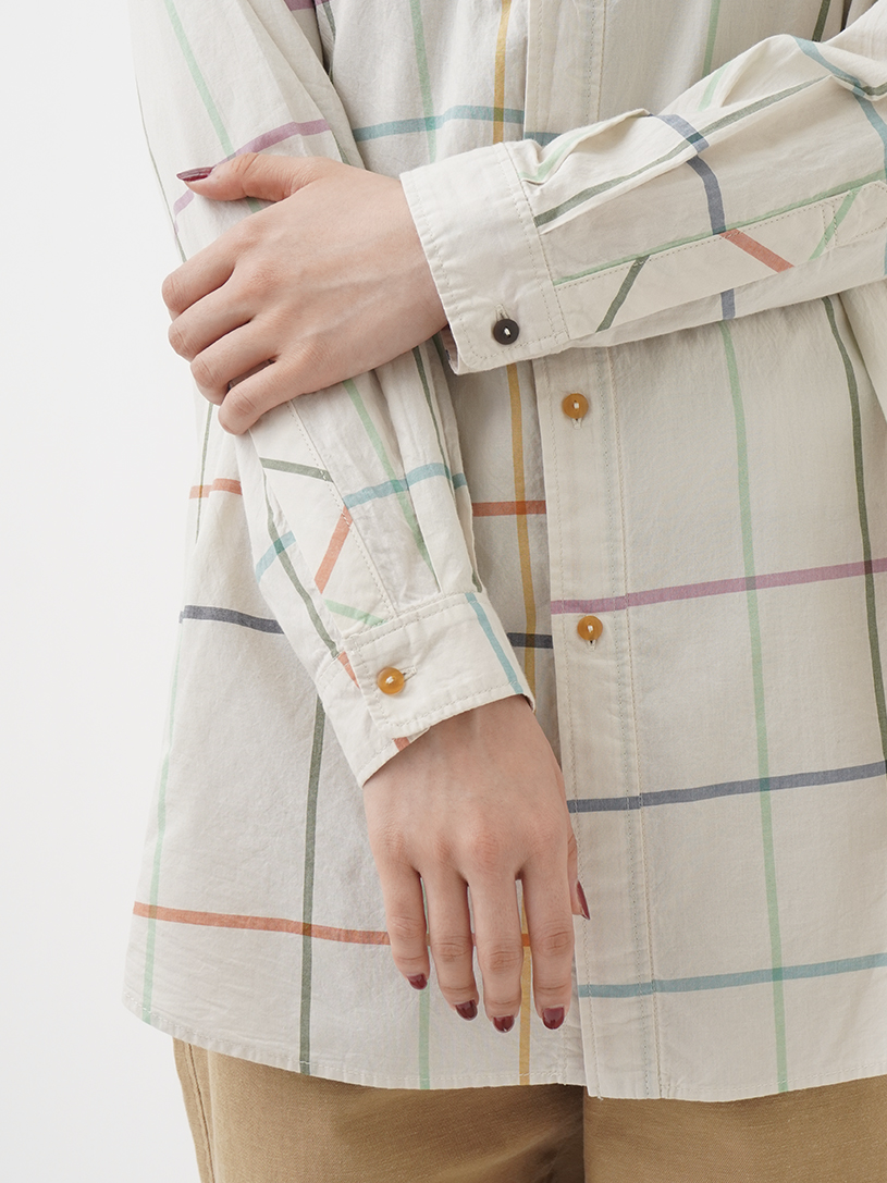 60／－冴ゆペンチェック レギュラー襟オーバーシャツ