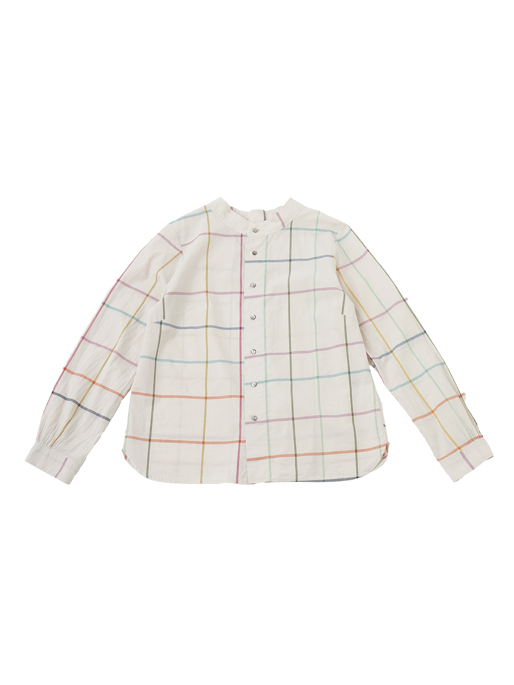 ６０／－冴ゆペンチェック　オフスタンド襟シャツ