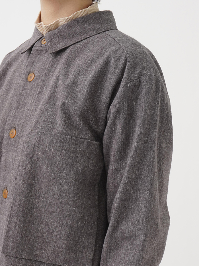 19／－ラフィウールシャンブレー ワークシャツ