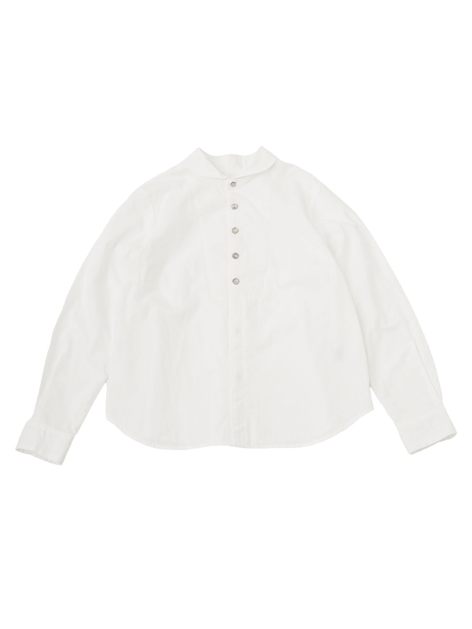 ８０／－ローン二重織　ラウンド襟シャツ