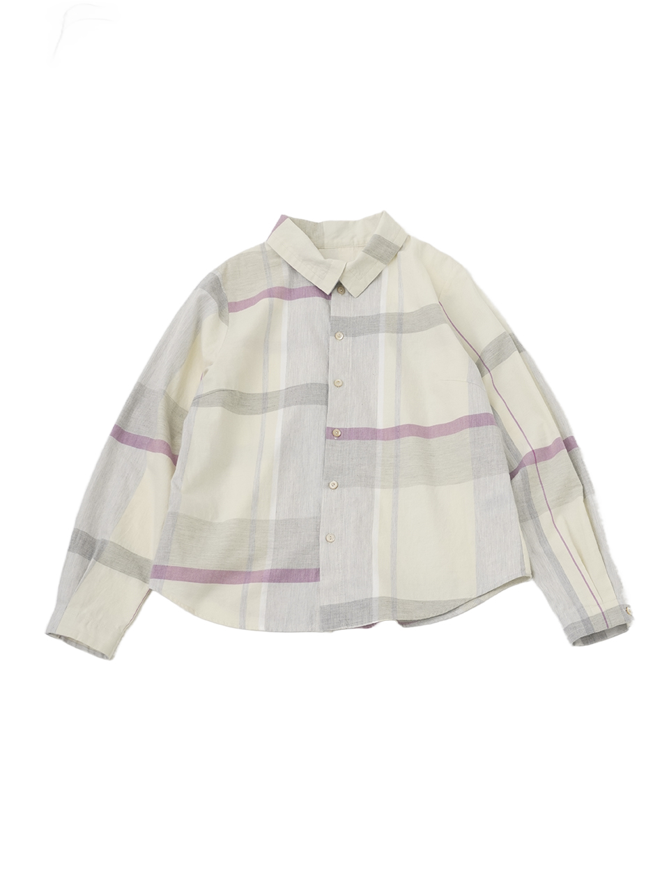 ４０／－起毛ツイル杢チェック　フラップ襟レギュラーシャツ