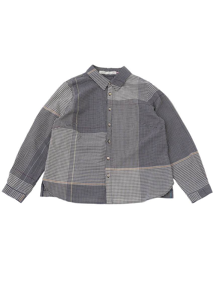 ６０／－ローンあべこべギンガムチェック　レギュラー襟シャツ
