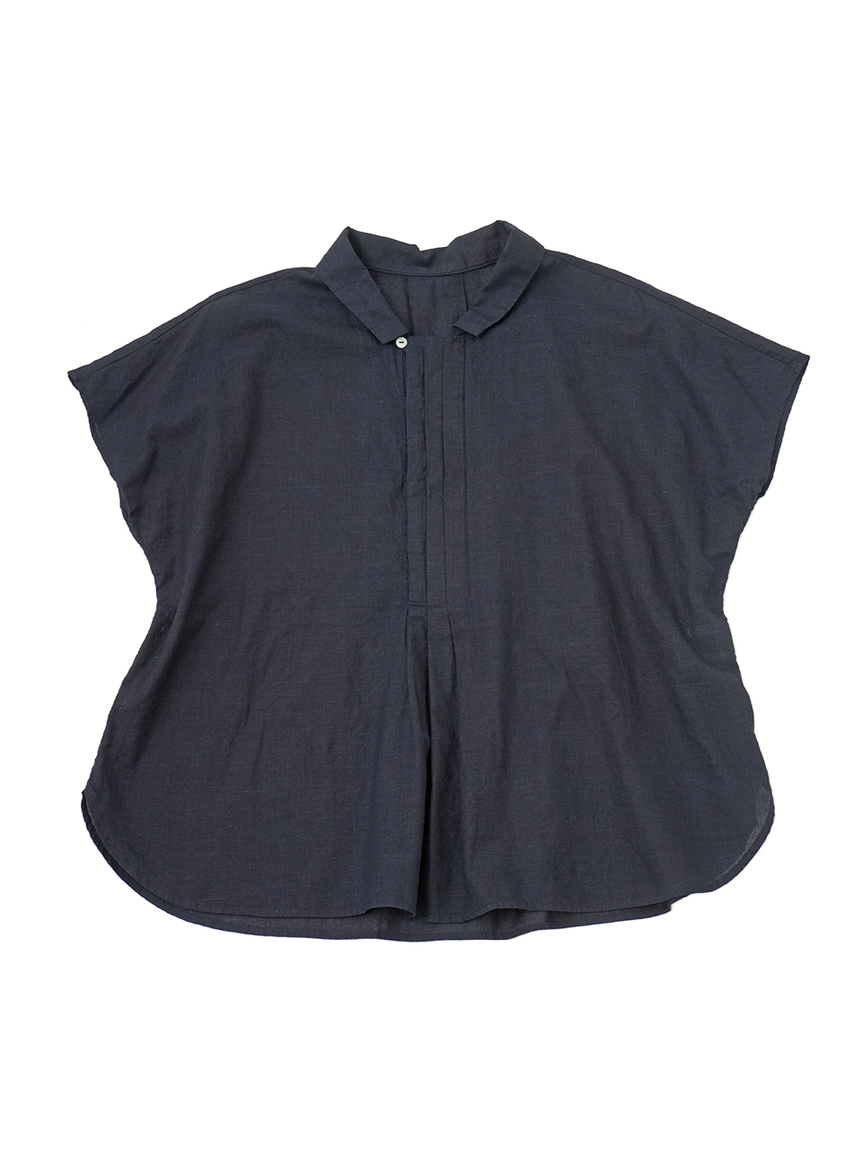 ３８．５／－インディゴガーゼ　フロントタックシャツ