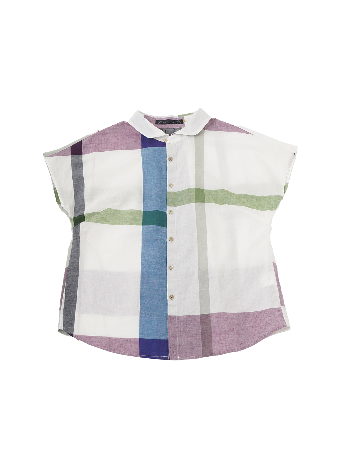 ４０／－綿麻　目と耳のチェック’２６　ショート袖シャツ