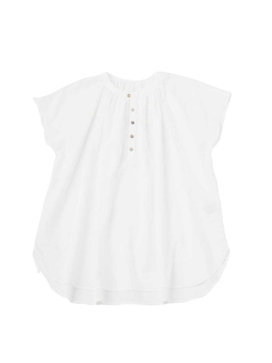 ８０／－ローン　ギャザーフレンチ袖シャツ