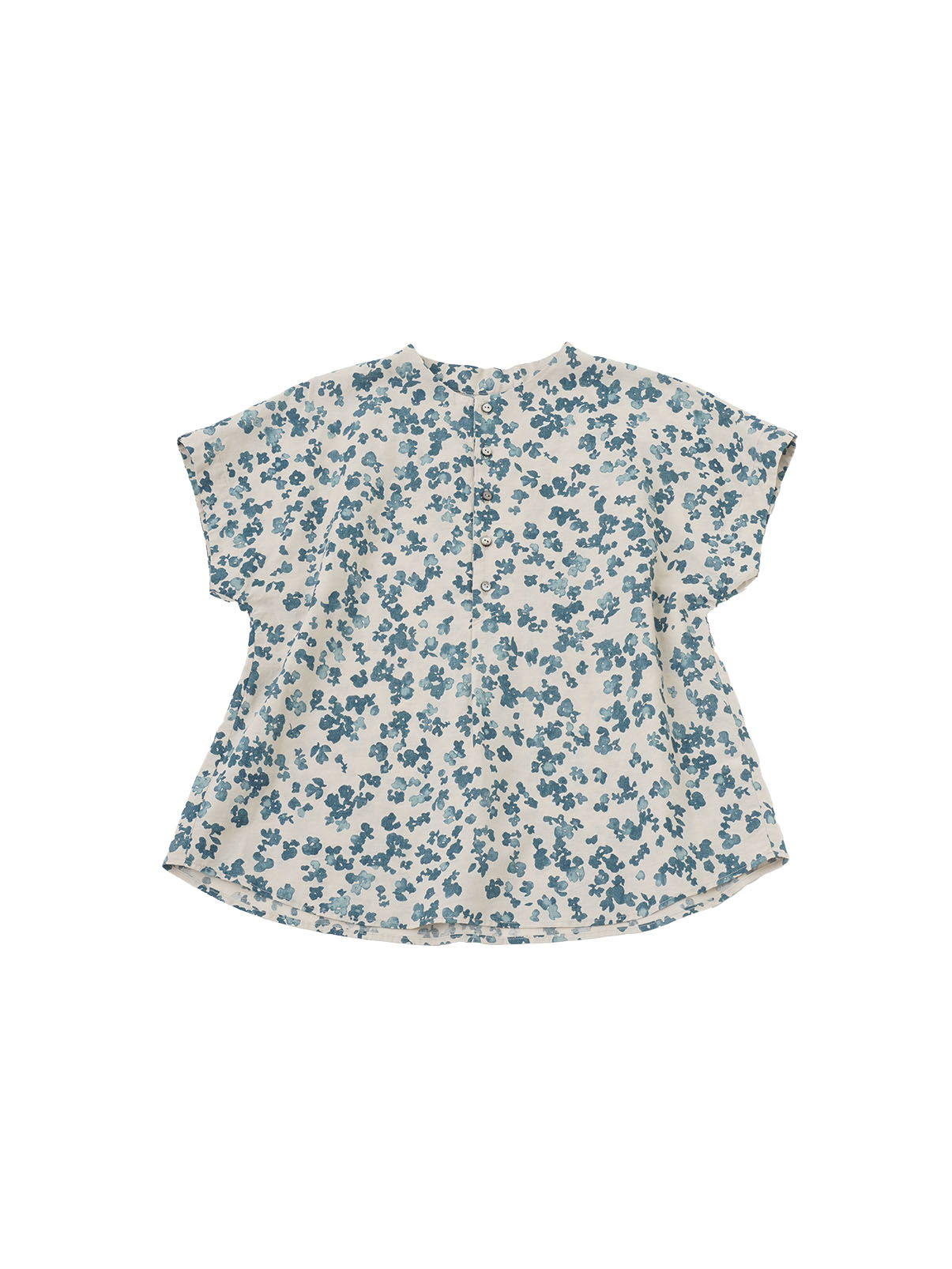 綿麻ボイルワッシャー山紫陽花柄　フレンチ袖シャツ