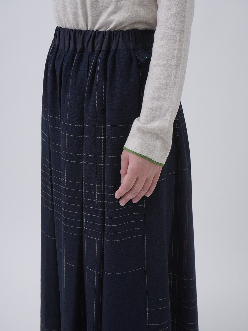 中古】コンテ conte ジャガード タック ワイドパンツ 38 アイボリー  