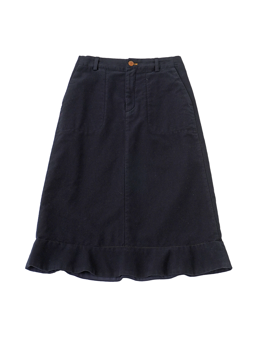 モールスキンふかふか起毛　ペプラム裾セミフレアスカート