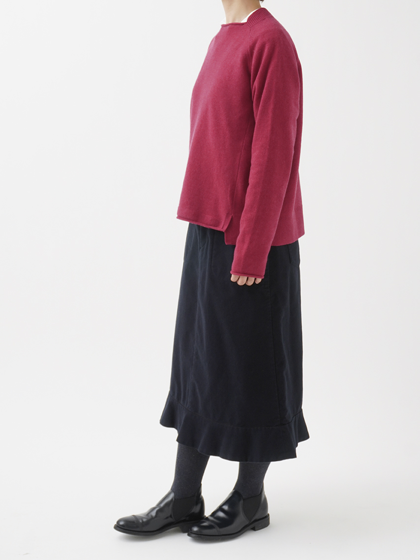 モールスキンふかふか起毛 ペプラム裾セミフレアスカート