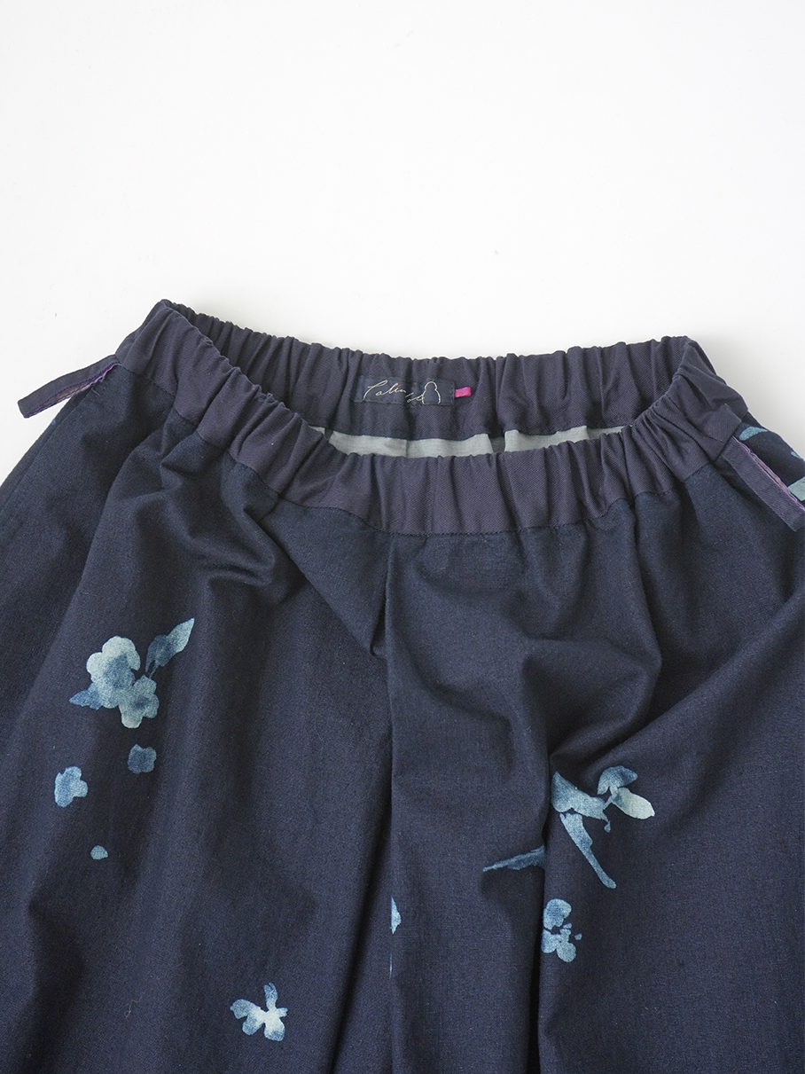 16／－ID平織 野山柄 インバータックギャザースカート