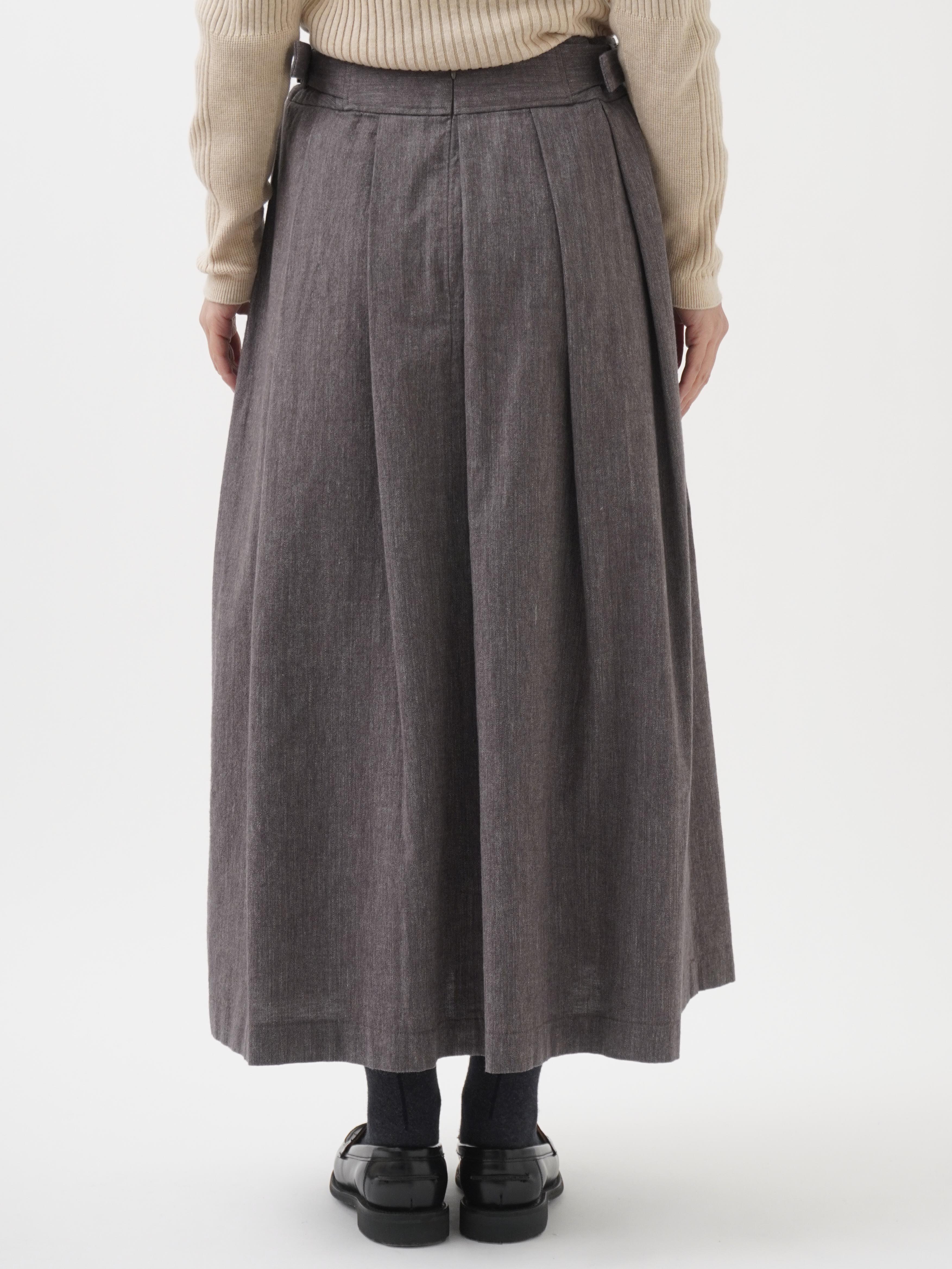 ブレア 19／－ラフィウールシャンブレー タックフレアスカート