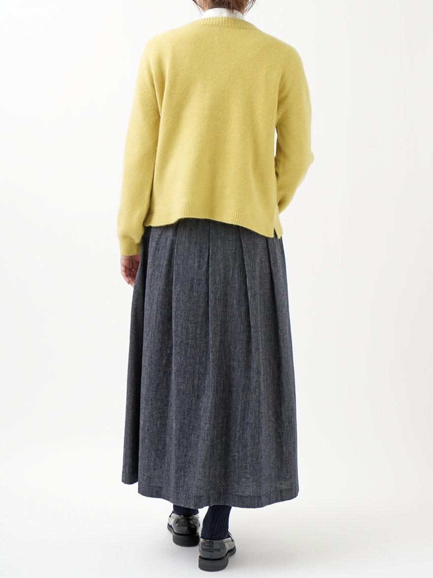 19／－ラフィウールシャンブレー タックフレアスカート