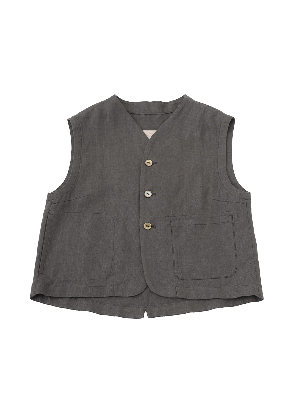 ４０／１リネンツイル　ボトル襟ベスト