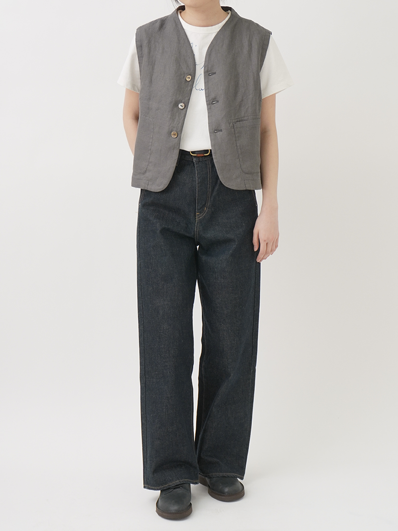 40／1リネンツイル ボトル襟ベスト